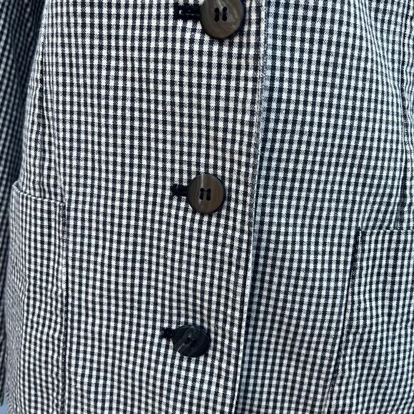 80s Calvin Klein Blazer Small Black and white plaid checkered Fitted Jacket - Picture 4 of 10